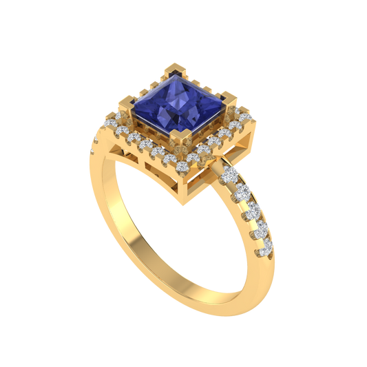 Diamtrendz 925 sterling silver yellow gold plated solitaire tanzanite gemstone ring