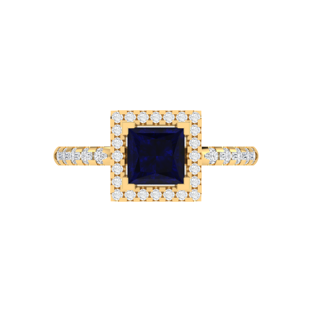 Diamtrendz 925 sterling silver yellow gold plated solitaire sapphire gemstone ring