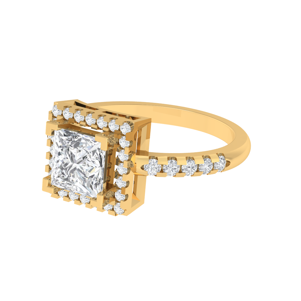 Diamtrendz 925 sterling silver yellow gold plated solitaire cubic zirconia gemstone ring