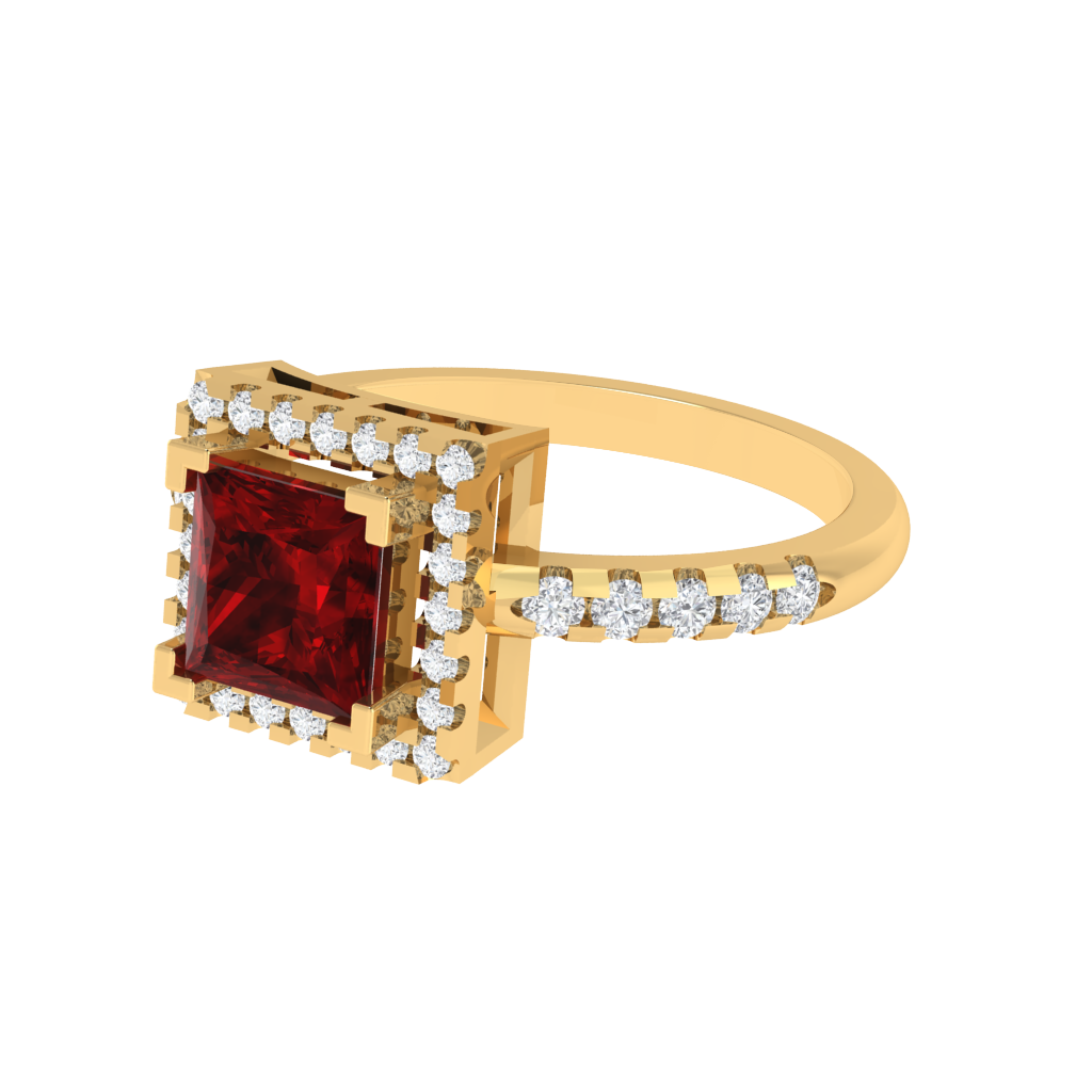 Diamtrendz 925 sterling silver yellow gold plated solitaire ruby gemstone ring