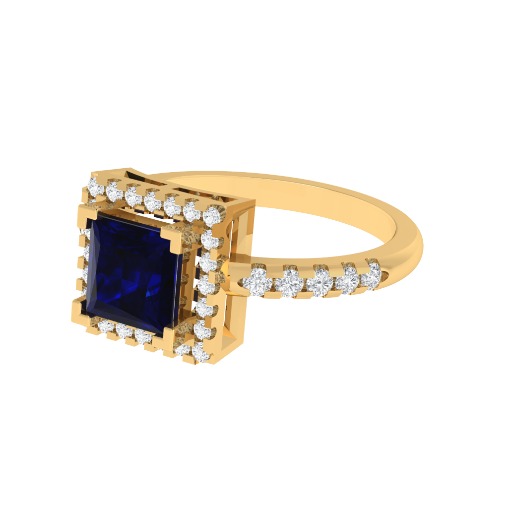 Diamtrendz 925 sterling silver yellow gold plated solitaire sapphire gemstone ring