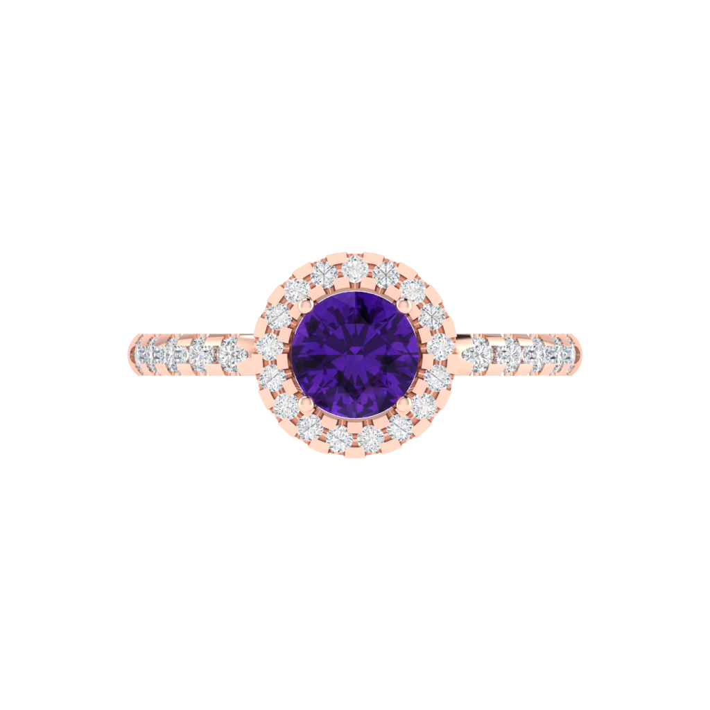 Diamtrendz 925 sterling silver rose gold plated solitaire amethyst gemstone ring