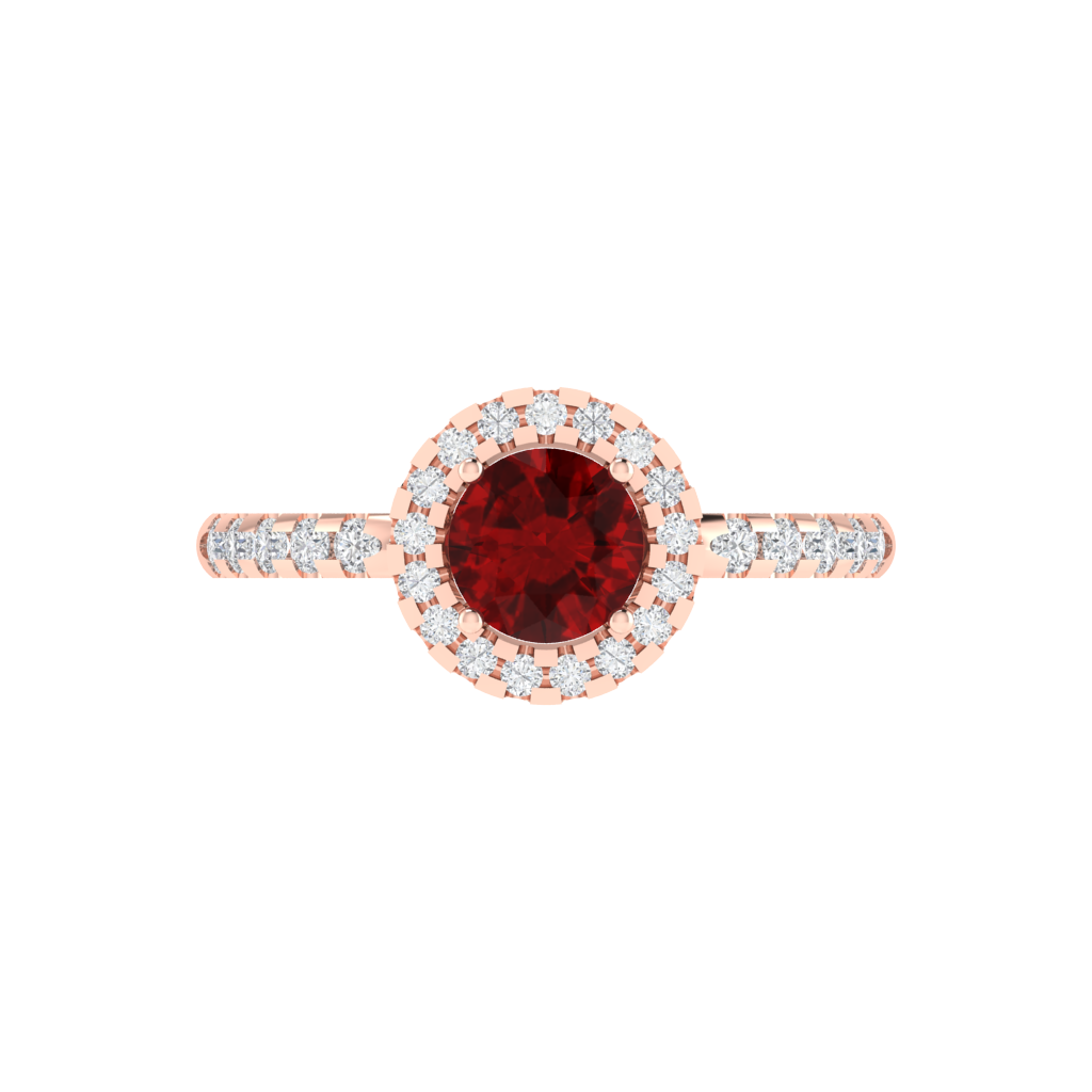 Diamtrendz 925 sterling silver rose gold plated solitaire ruby gemstone ring