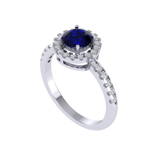 Diamtrendz 925 sterling silver white gold plated solitaire sapphire gemstone ring