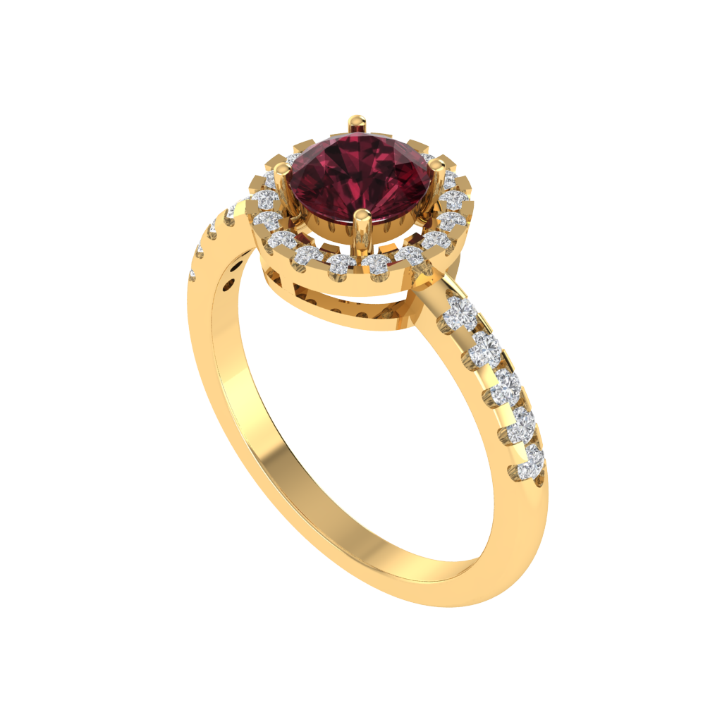 Diamtrendz 925 sterling silver yellow gold plated solitaire garnet gemstone ring