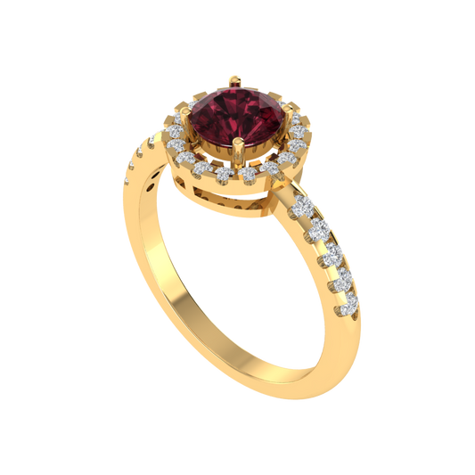 Diamtrendz 925 sterling silver yellow gold plated solitaire garnet gemstone ring