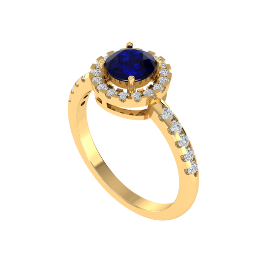 Diamtrendz 925 sterling silver yellow gold plated solitaire sapphire gemstone ring