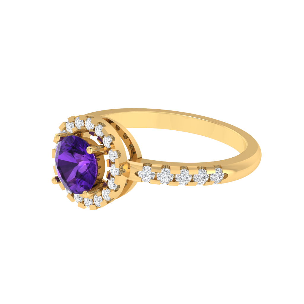 Diamtrendz 925 sterling silver yellow gold plated solitaire amethyst gemstone ring