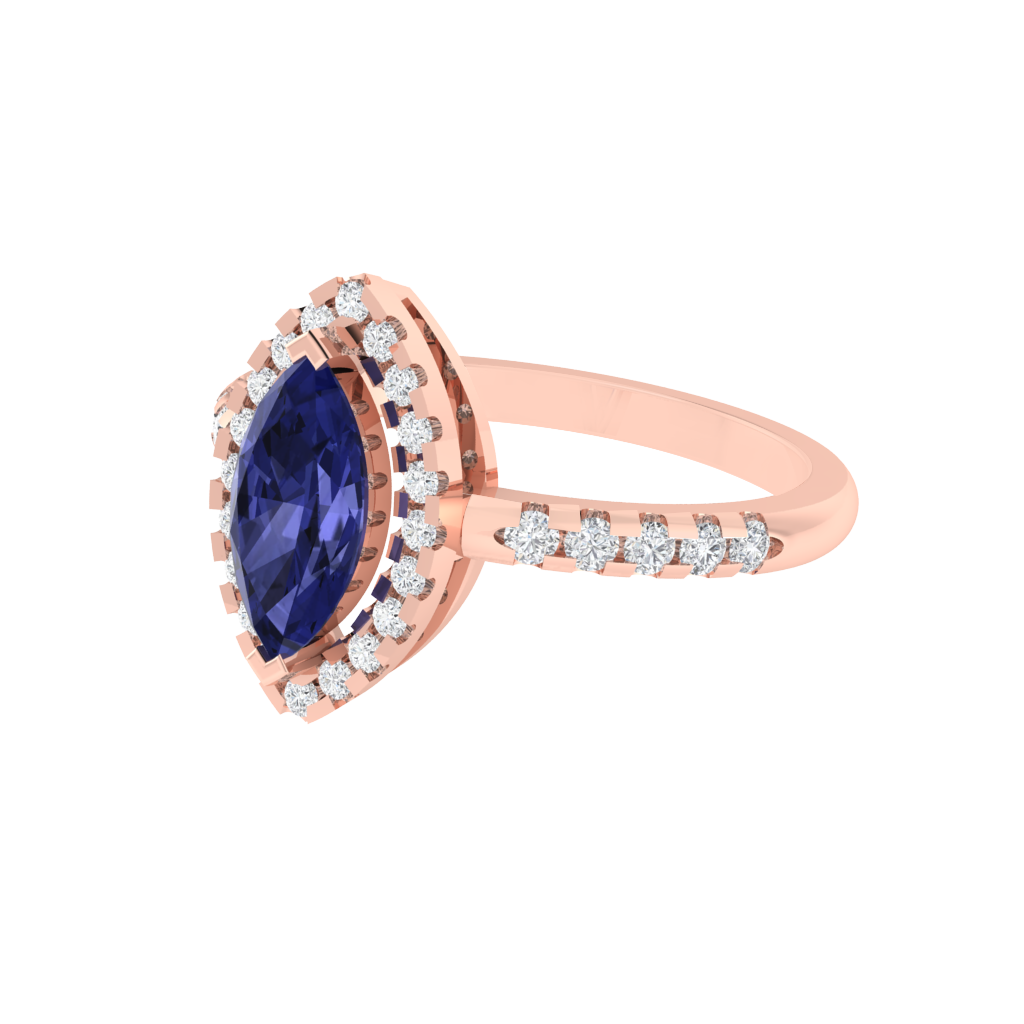 Diamtrendz 925 sterling silver rose gold plated solitaire tanzanite gemstone ring