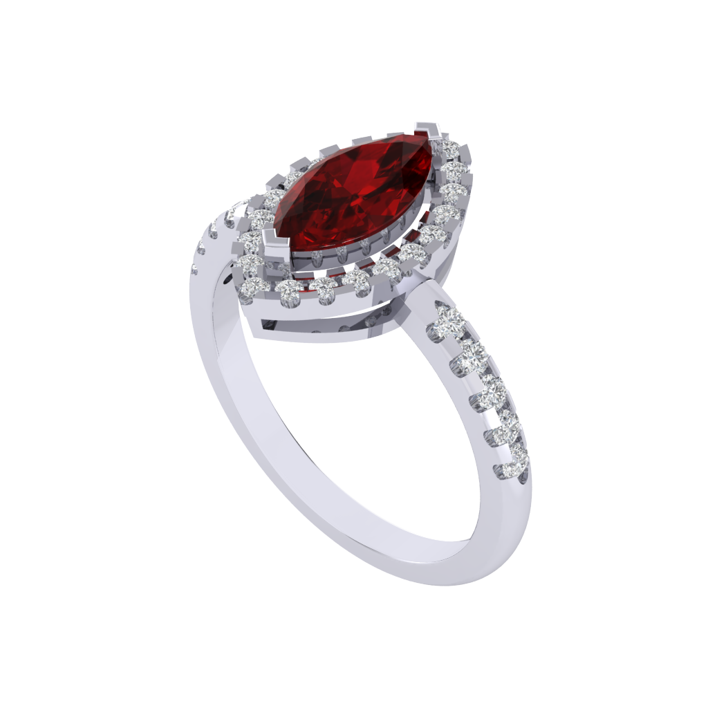 Diamtrendz 925 sterling silver white gold plated solitaire ruby gemstone ring