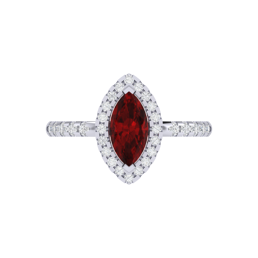 Diamtrendz 925 sterling silver white gold plated solitaire ruby gemstone ring