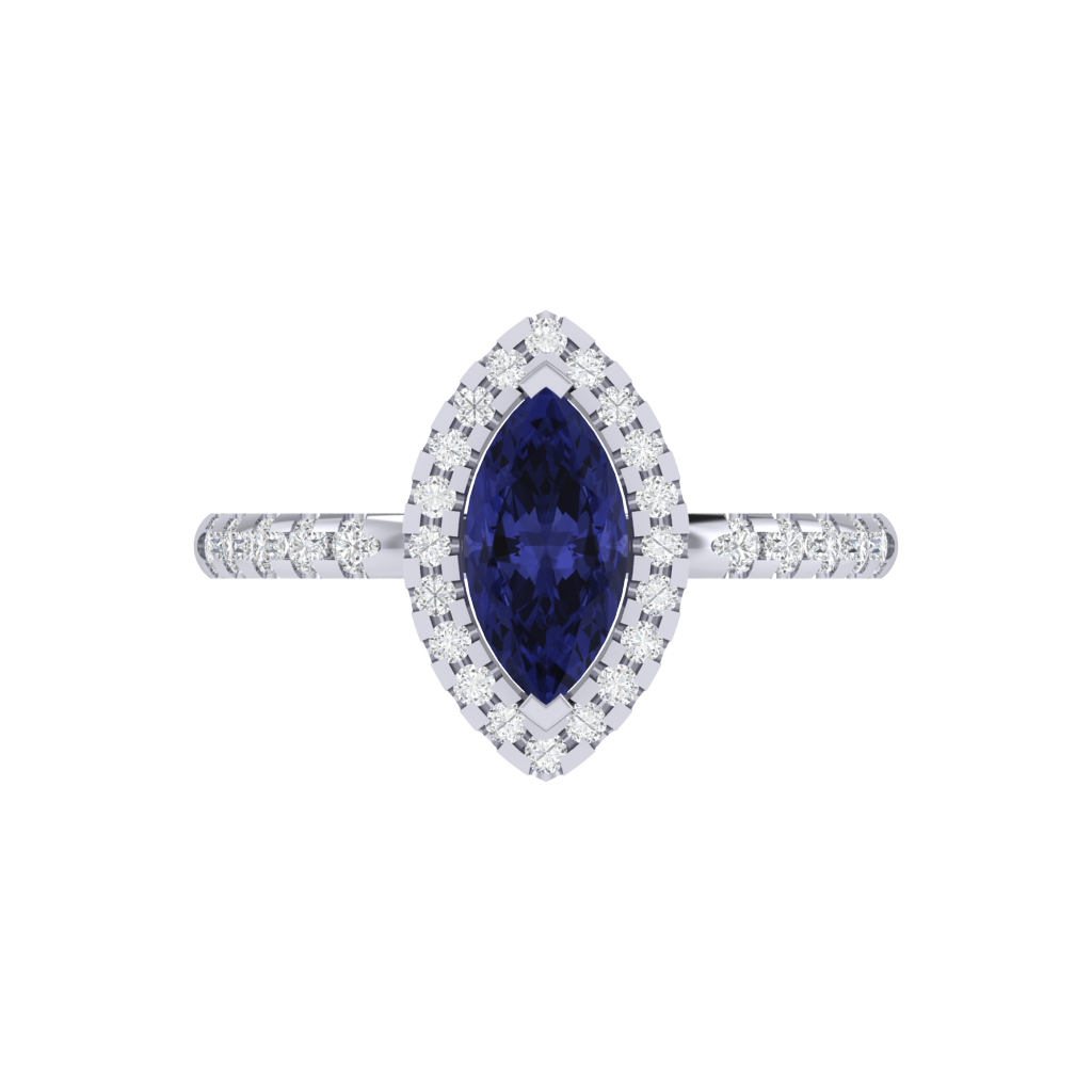 Diamtrendz 925 sterling silver white gold plated solitaire tanzanite gemstone ring