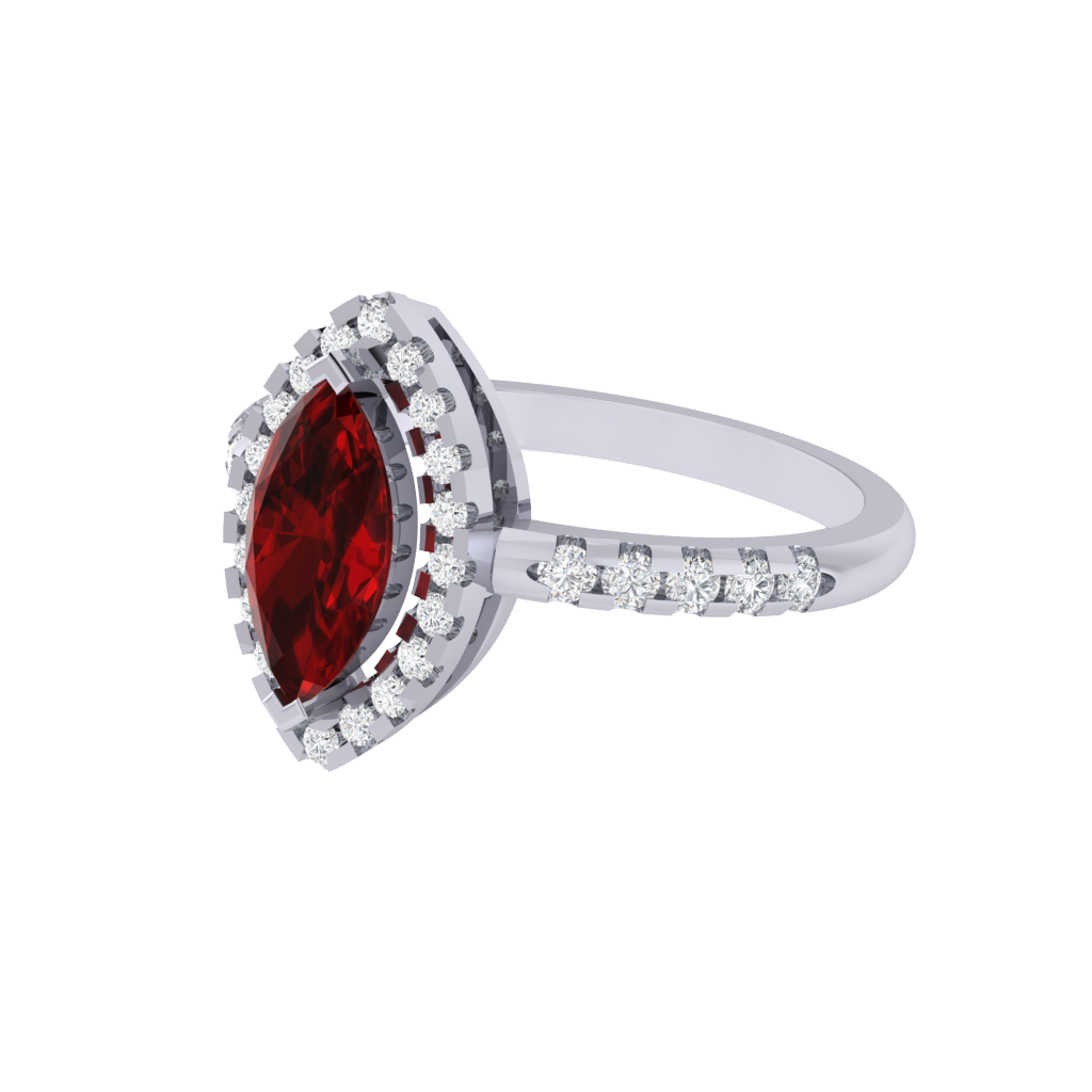 Diamtrendz 925 sterling silver white gold plated solitaire ruby gemstone ring