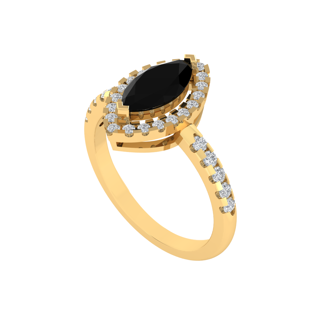 Diamtrendz 925 sterling silver yellow gold plated solitaire black diamond ring