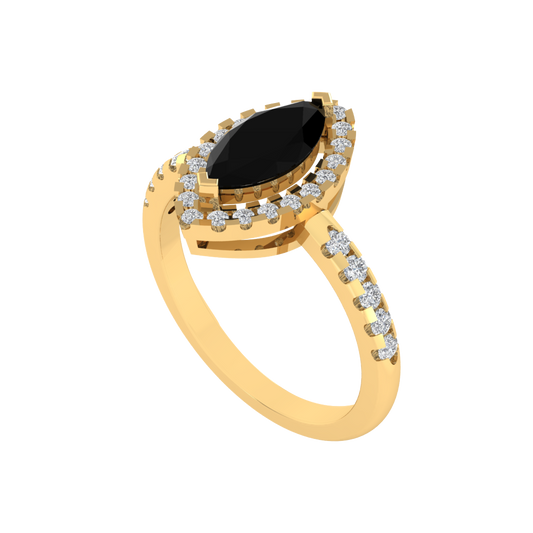 Diamtrendz 925 sterling silver yellow gold plated solitaire black diamond ring