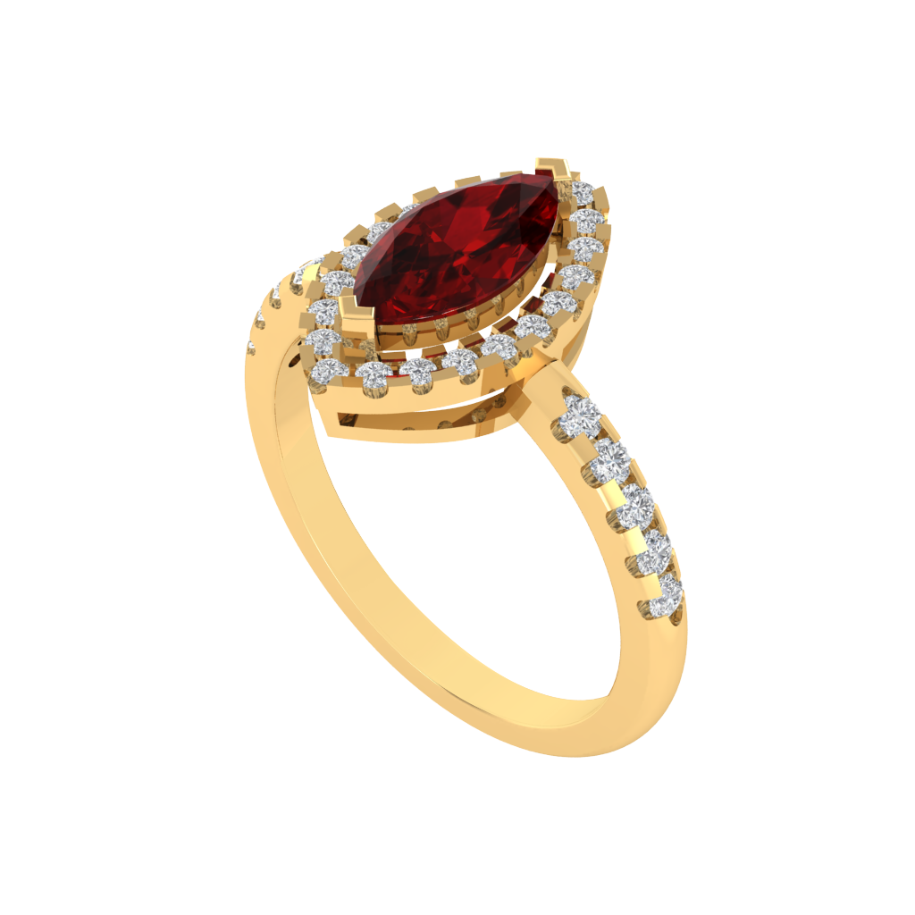 Diamtrendz 925 sterling silver yellow gold plated solitaire ruby gemstone ring