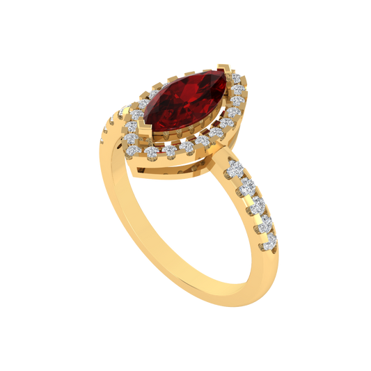 Diamtrendz 925 sterling silver yellow gold plated solitaire ruby gemstone ring