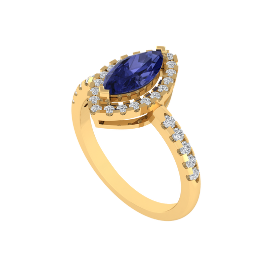 Diamtrendz 925 sterling silver yellow gold plated solitaire tanzanite gemstone ring