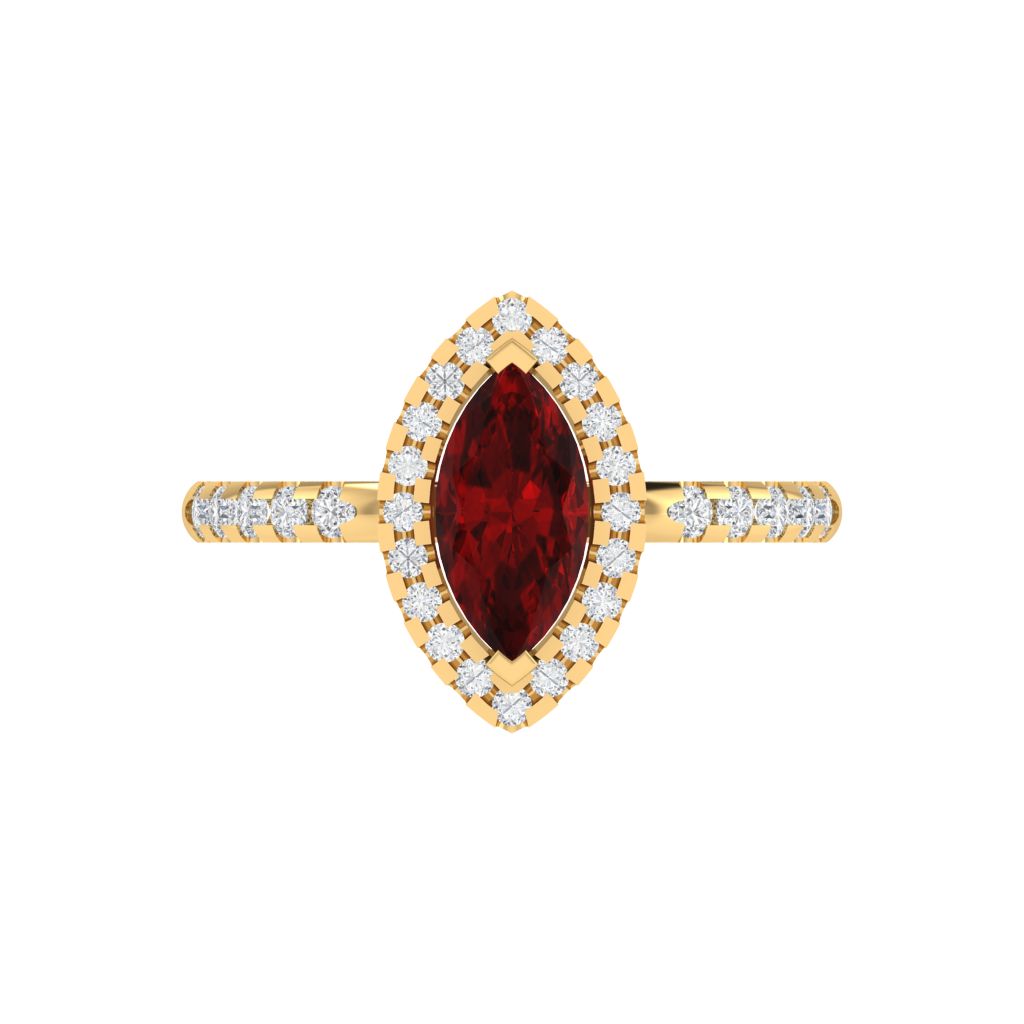 Diamtrendz 925 sterling silver yellow gold plated solitaire ruby gemstone ring