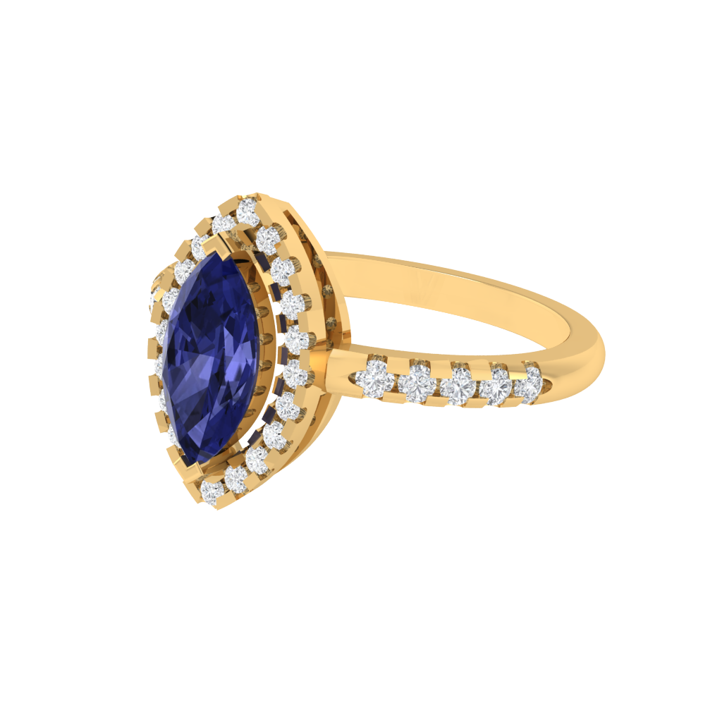 Diamtrendz 925 sterling silver yellow gold plated solitaire tanzanite gemstone ring
