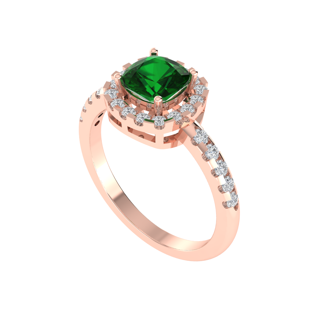 Diamtrendz 925 sterling silver rose gold plated solitaire emerald gemstone ring