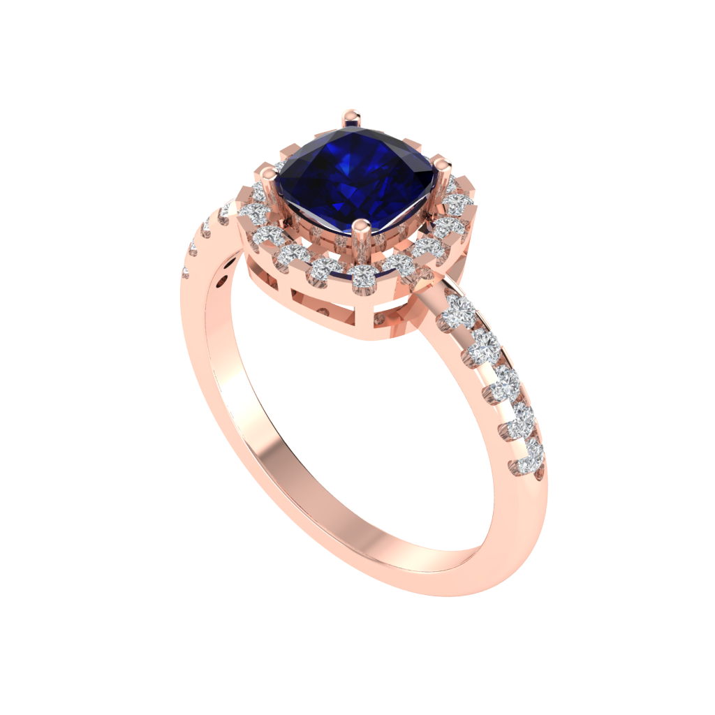 Diamtrendz 925 sterling silver rose gold plated solitaire sapphire gemstone ring