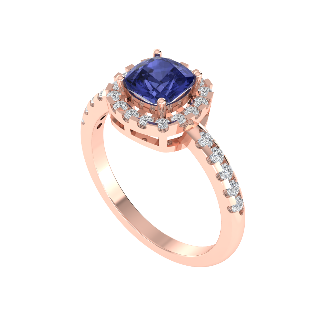 Diamtrendz 925 sterling silver rose gold plated solitaire tanzanite gemstone ring