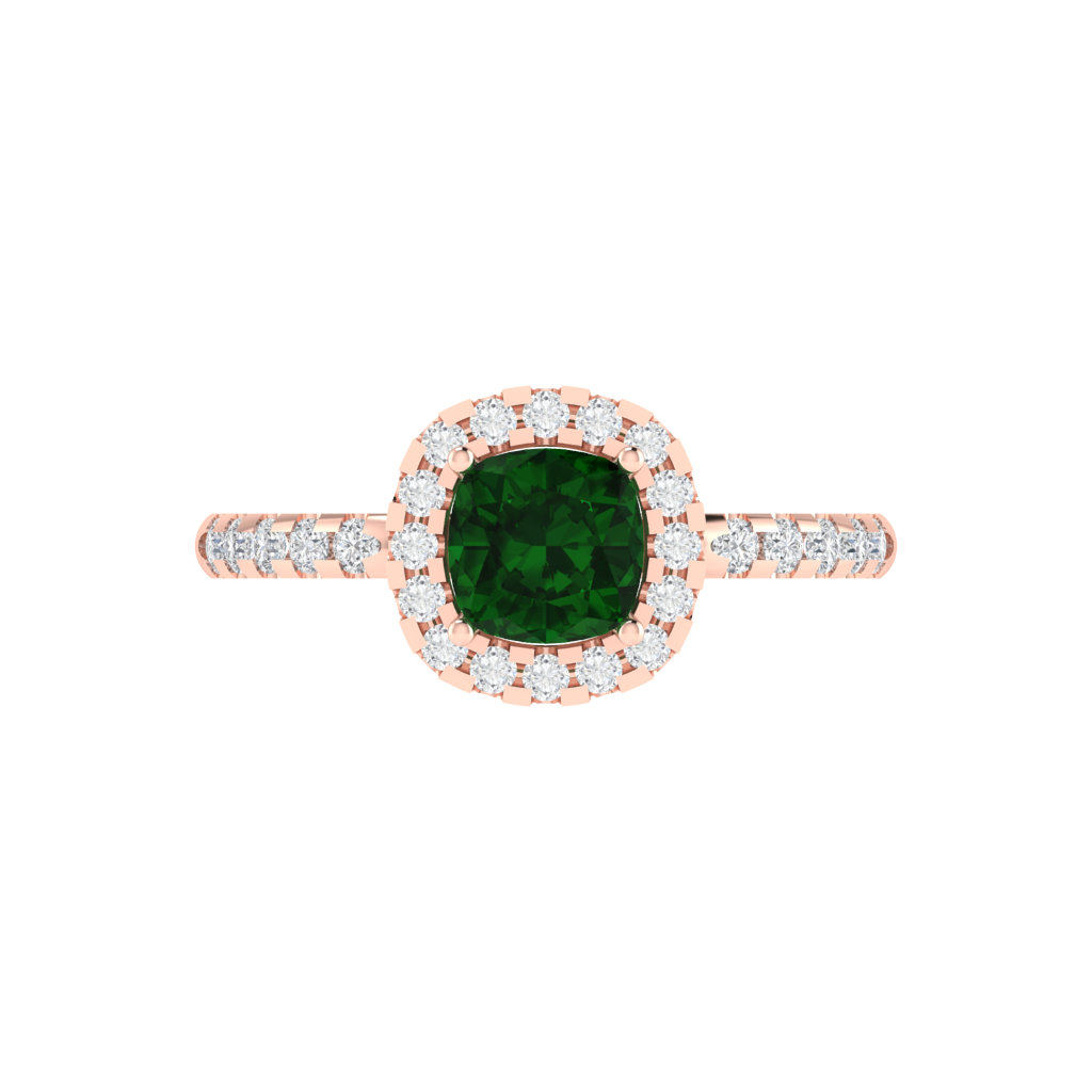 Diamtrendz 925 sterling silver rose gold plated solitaire emerald gemstone ring