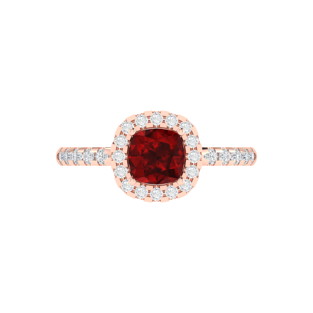 Diamtrendz 925 sterling silver rose gold plated solitaire ruby gemstone ring