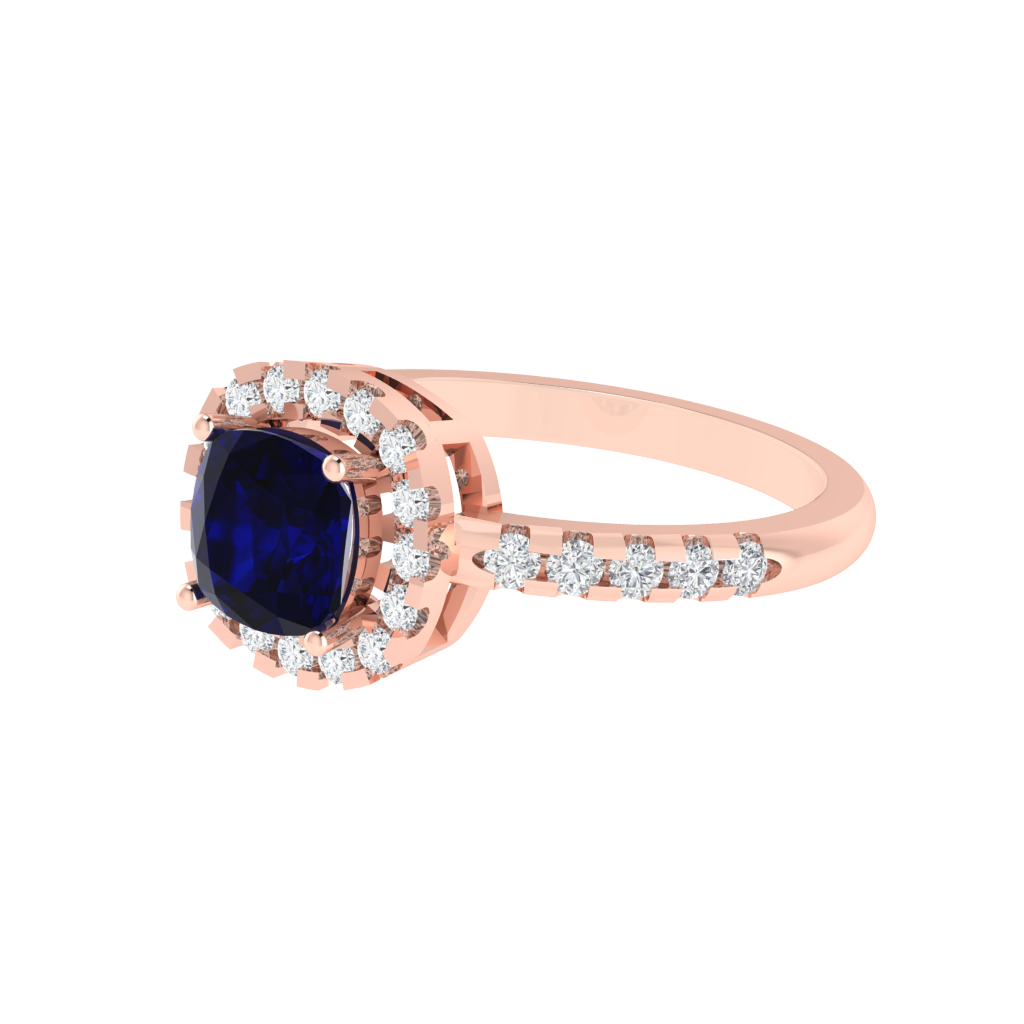 Diamtrendz 925 sterling silver rose gold plated solitaire sapphire gemstone ring