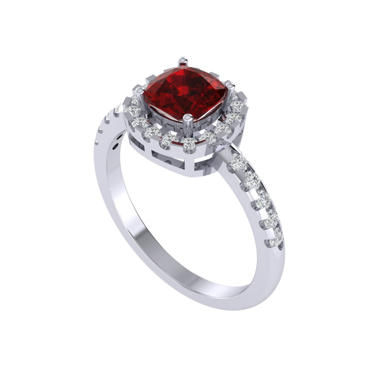 Diamtrendz 925 sterling silver white gold plated solitaire ruby gemstone ring