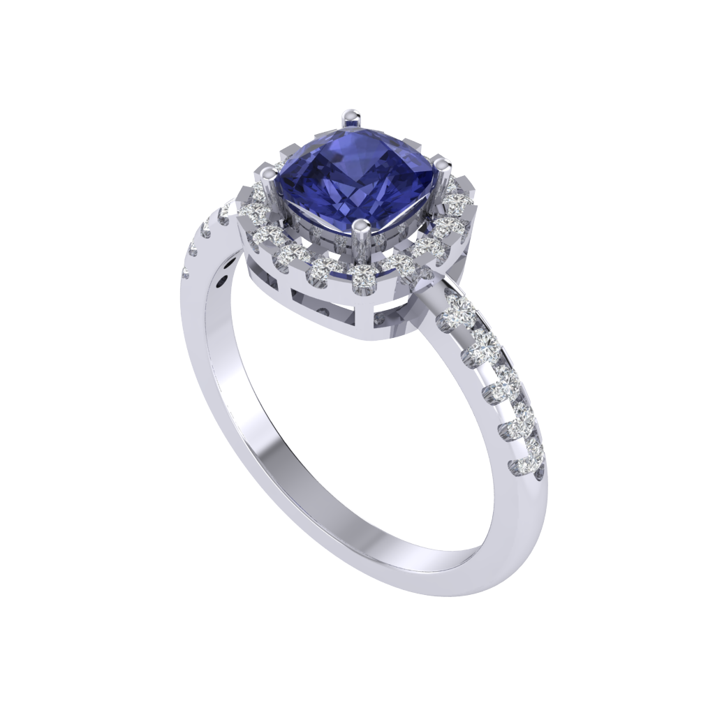 Diamtrendz 925 sterling silver white gold plated solitaire tanzanite gemstone ring