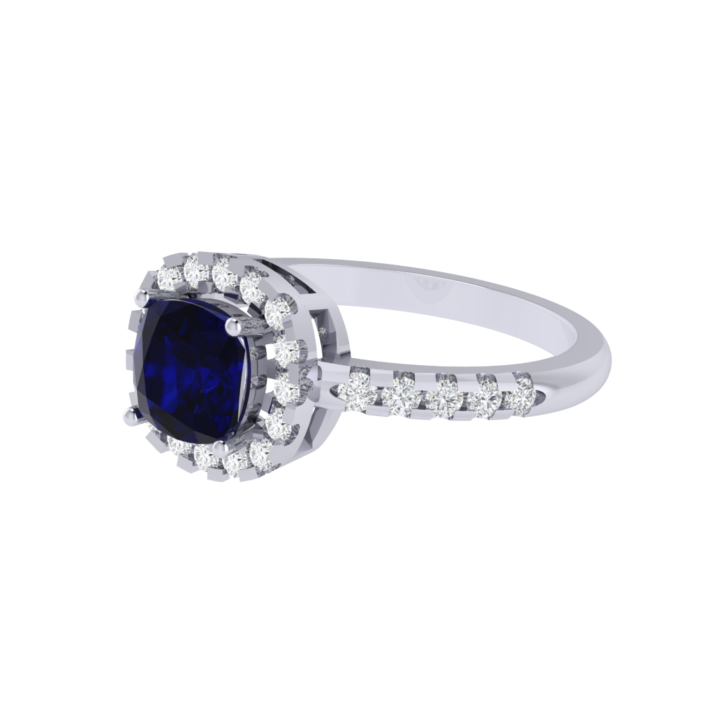 Diamtrendz 925 sterling silver white gold plated solitaire sapphire gemstone ring