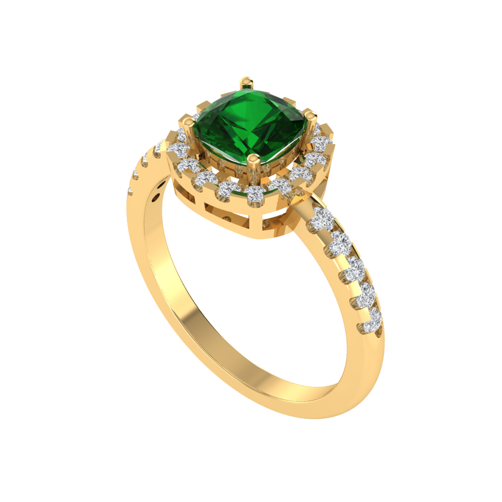 Diamtrendz 925 sterling silver yellow gold plated solitaire emerald gemstone ring