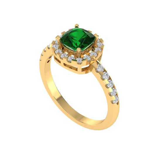 Diamtrendz 925 sterling silver yellow gold plated solitaire emerald gemstone ring