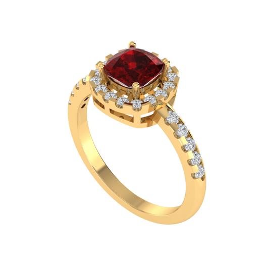 Diamtrendz 925 sterling silver yellow gold plated solitaire ruby gemstone ring