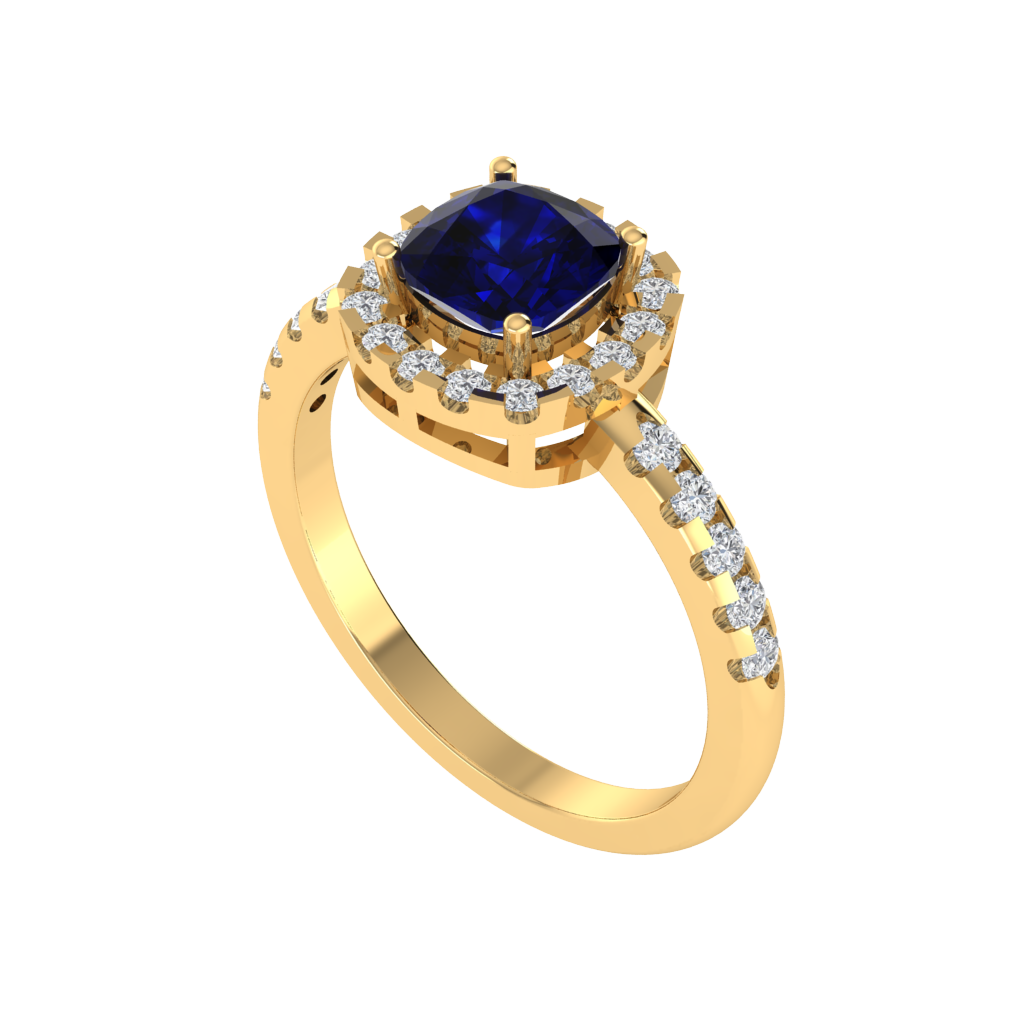 Diamtrendz 925 sterling silver yellow gold plated solitaire sapphire gemstone ring