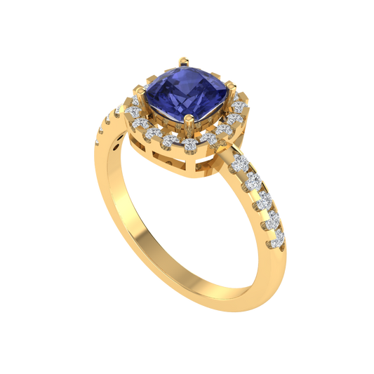 Diamtrendz 925 sterling silver yellow gold plated solitaire tanzanite gemstone ring