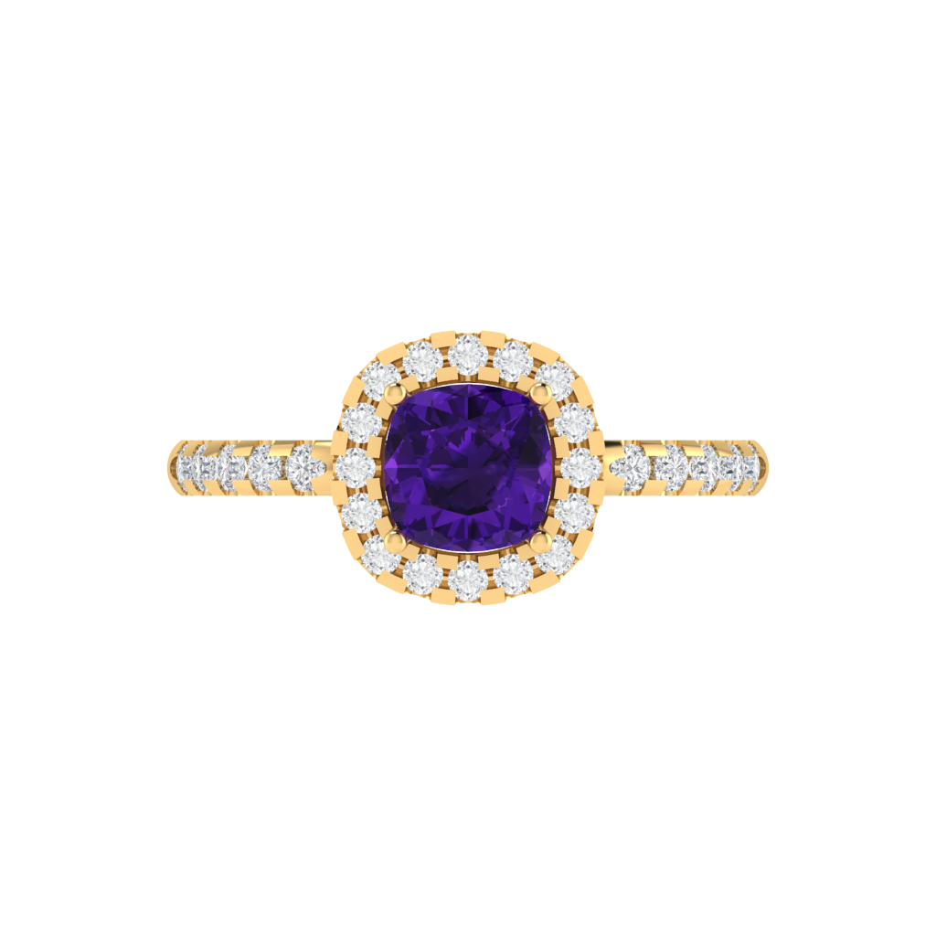 Diamtrendz 925 sterling silver yellow gold plated solitaire amethyst gemstone ring