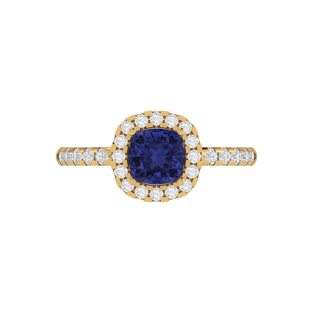 Diamtrendz 925 sterling silver yellow gold plated solitaire tanzanite gemstone ring