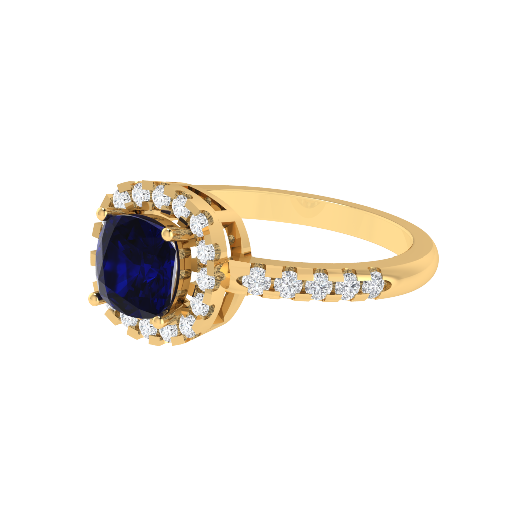 Diamtrendz 925 sterling silver yellow gold plated solitaire sapphire gemstone ring