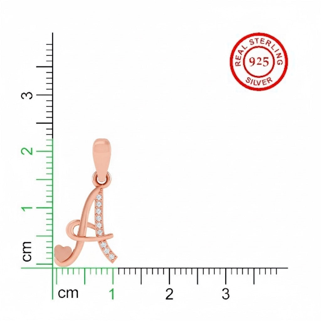 rose gold plated 925 sterling silver letter A pendant
