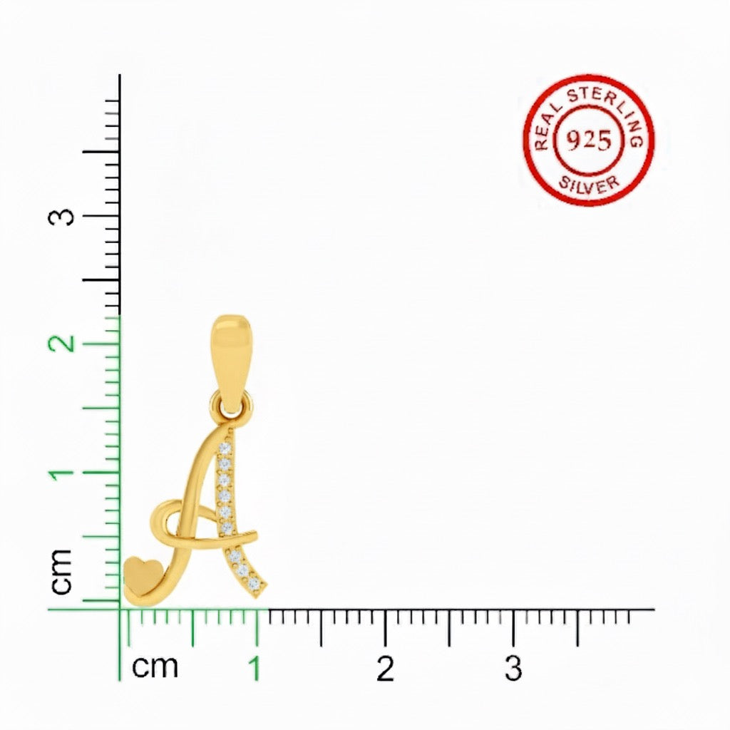 gold plated 925 sterling silver letter A pendant