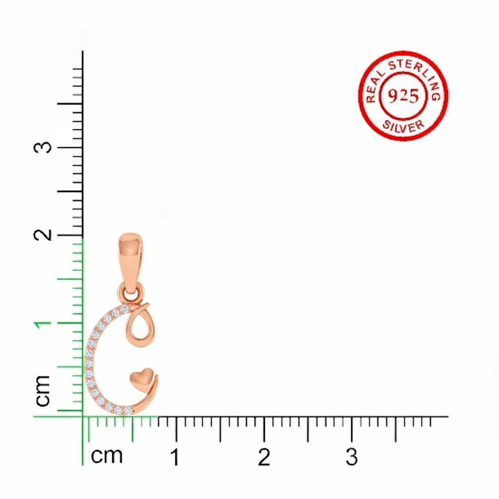 rose gold plated 925 sterling silver letter C pendant