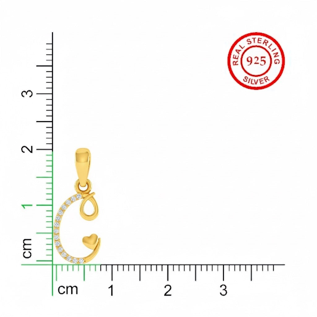 gold plated 925 sterling silver letter C pendant