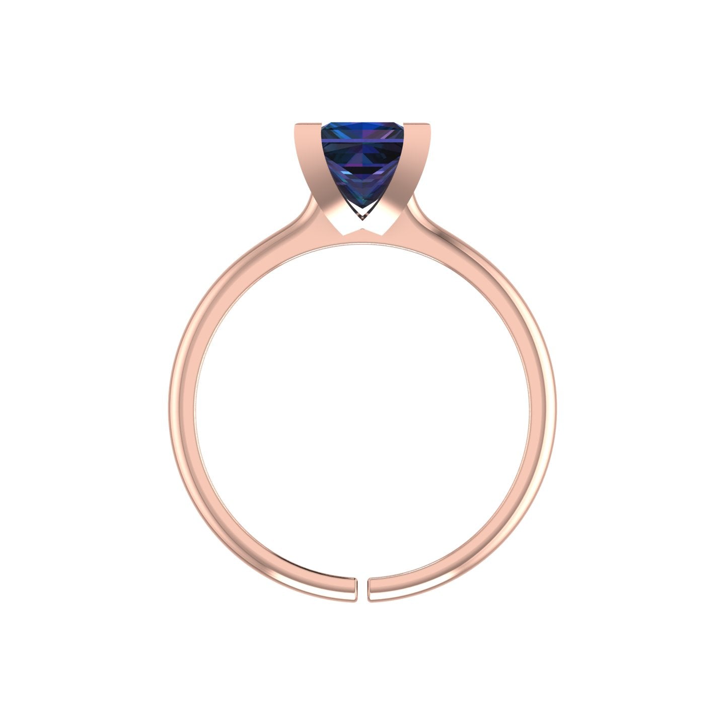 rose gold plated pure silver square alexandrite gemstone adjustable ring