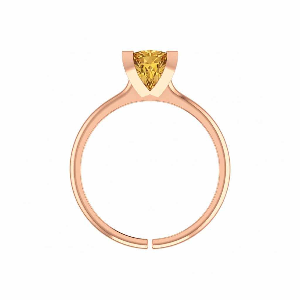 rose gold plated pure silver square citrine gemstone adjustable ring