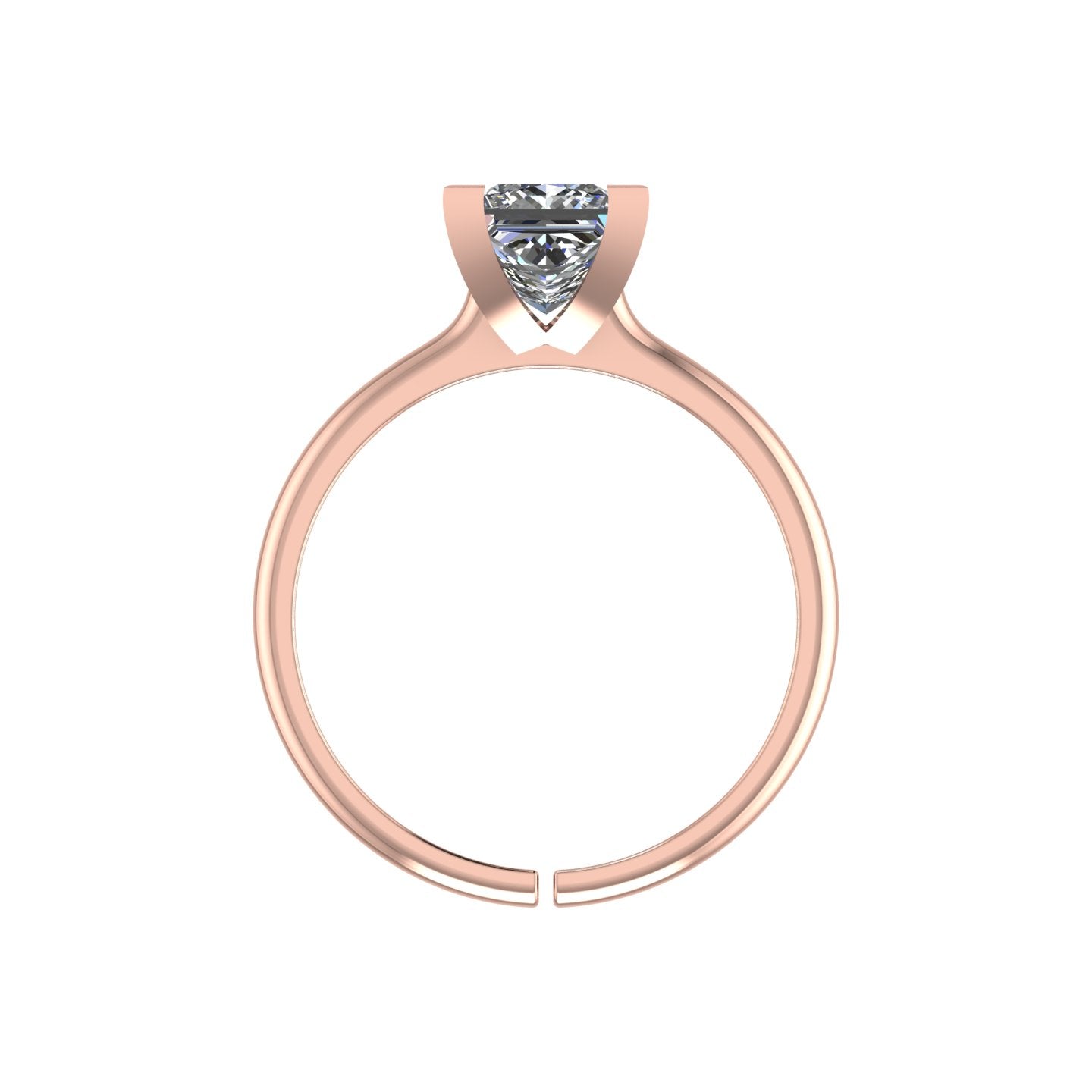 rose gold plated pure silver square cubic zirconia gemstone adjustable ring