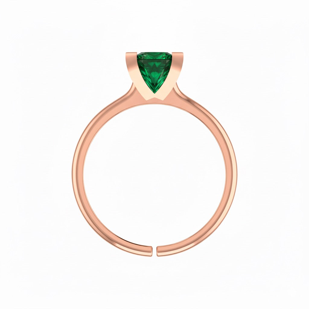 rose gold plated pure silver square emerald gemstone adjustable ring
