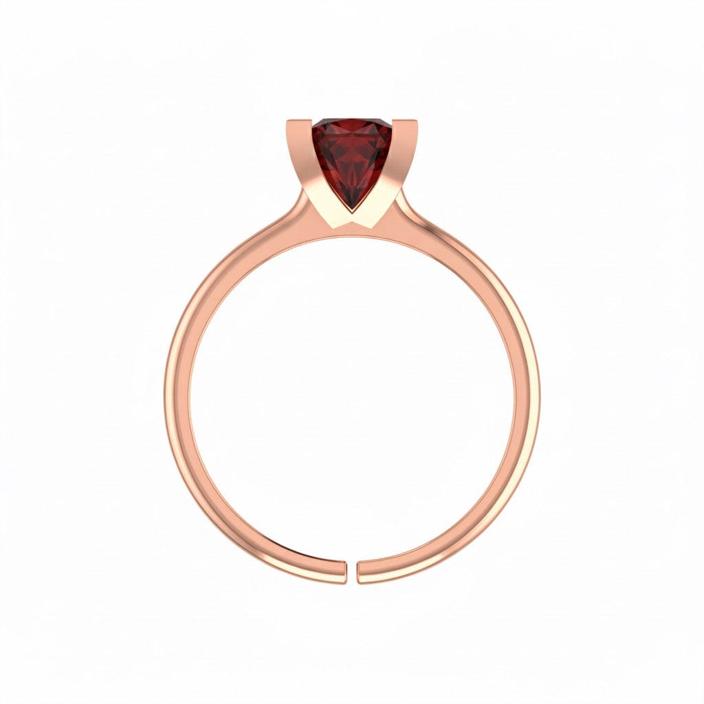 rose gold plated pure silver square garnet gemstone adjustable ring